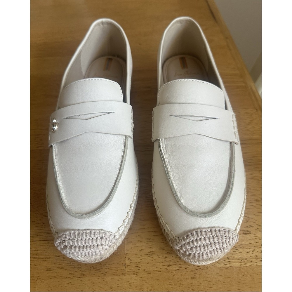 Sam Edelman Kai Ivory Leather Espadrille Slip On Loafers Women's 9